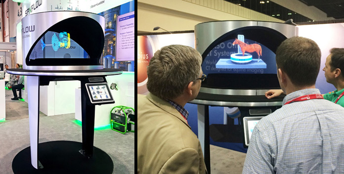 Hologram Projector at trade show booth.